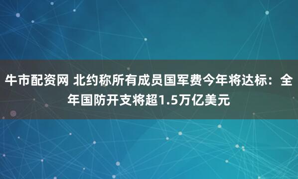 牛市配资网 北约称所有成员国军费今年将达标：全年国防开支将超1.5万亿美元
